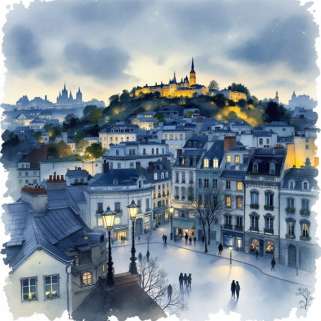 Parisian Nocturne in Watercolor