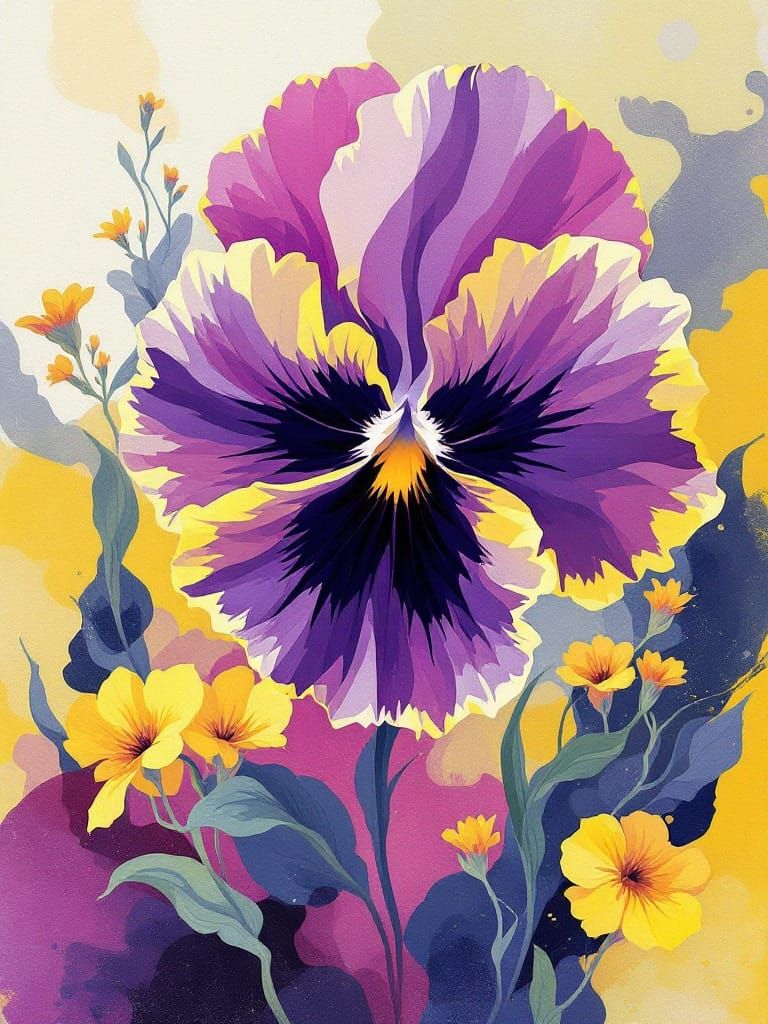 Sensual Botanical Portrait in Vibrant Florals and Dreamy Hue...