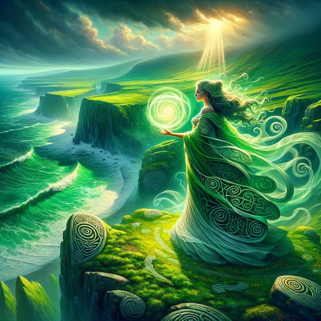 Mystical Ériu Goddess of Ireland in Celtic Art Style