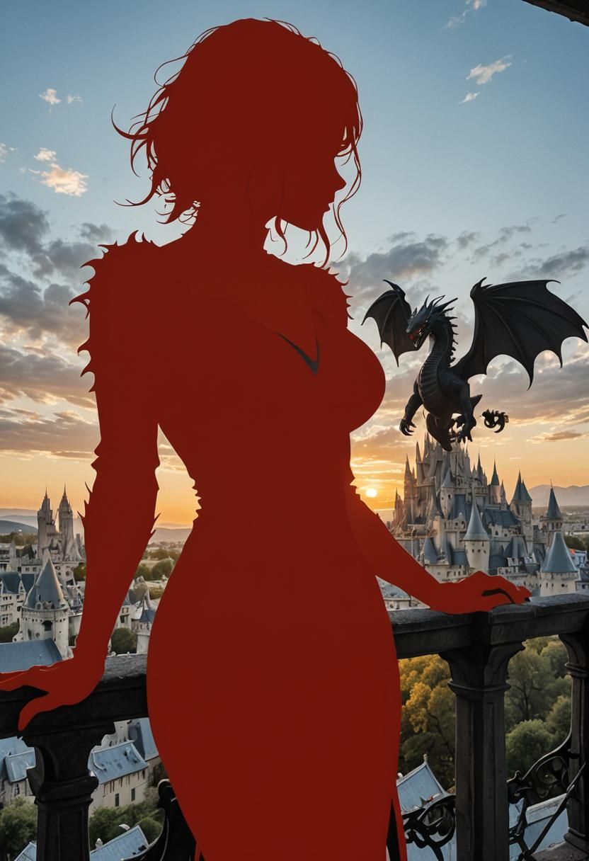 Minas Tirith Balcony Silhouette with Dragon