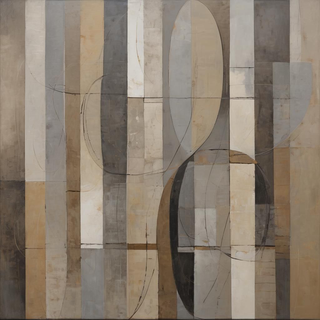 Geometric Abstract Painting with Formless Figures