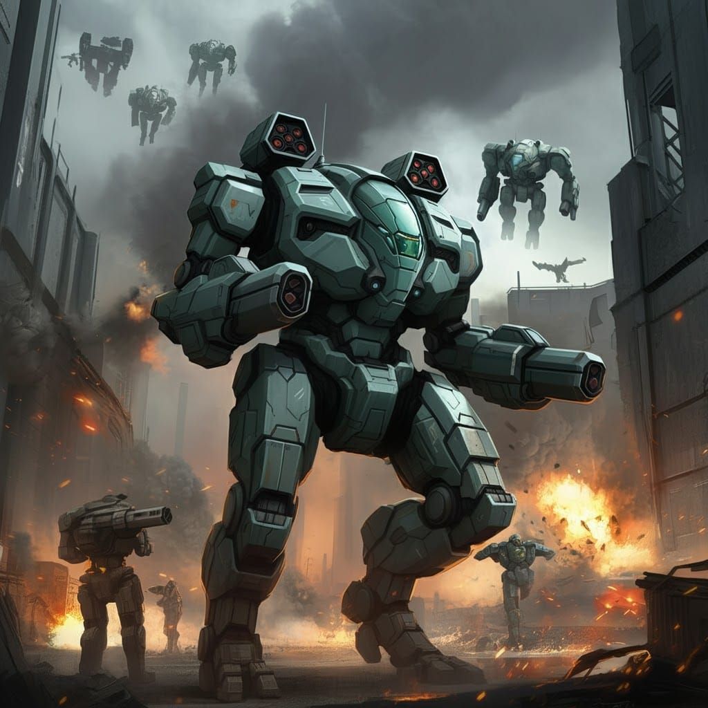 Urbanmech Battlefield Mech in Sci-Fi Style