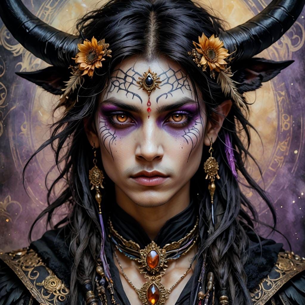 Rakshasa Tiefling Portrait Inspired by Luis Royo