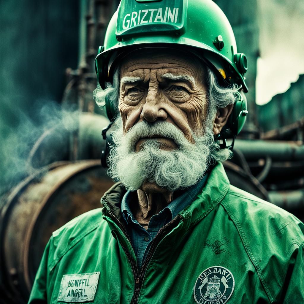 Monochromatic Portrait of an Elderly Guardian Angel