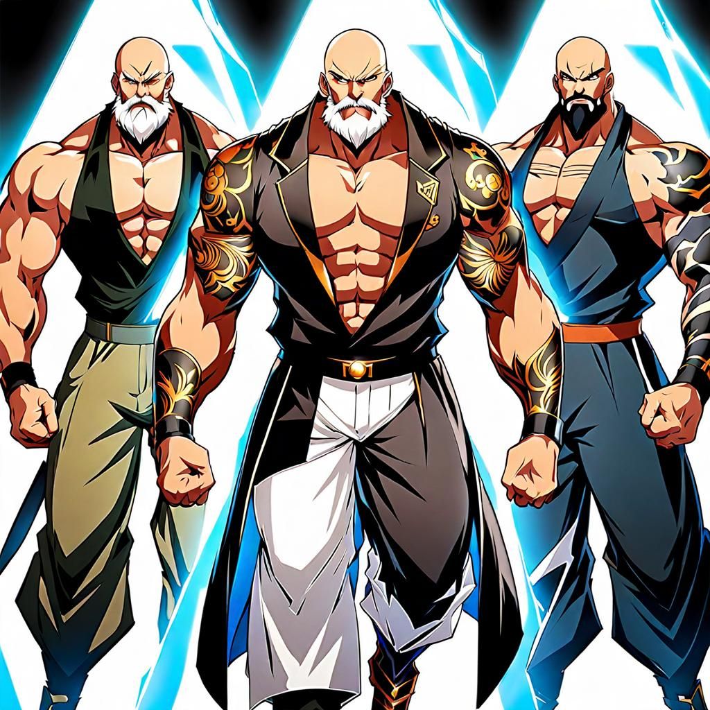 Muscular Anime Fighter with Tattoos in Manga Style