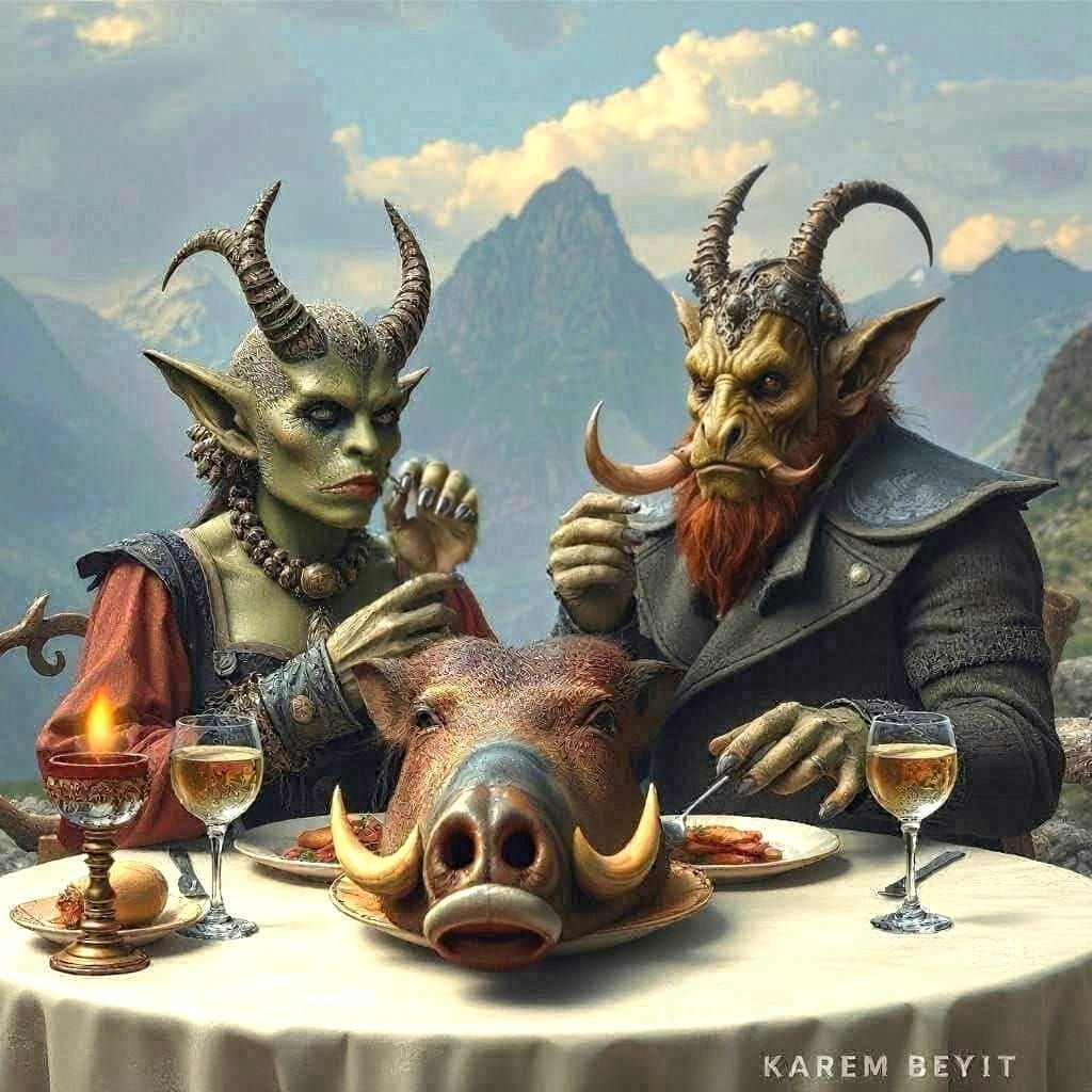 Hyperrealistic SPOOKY STEAMPUNK Dressed Orc Male and Female ...