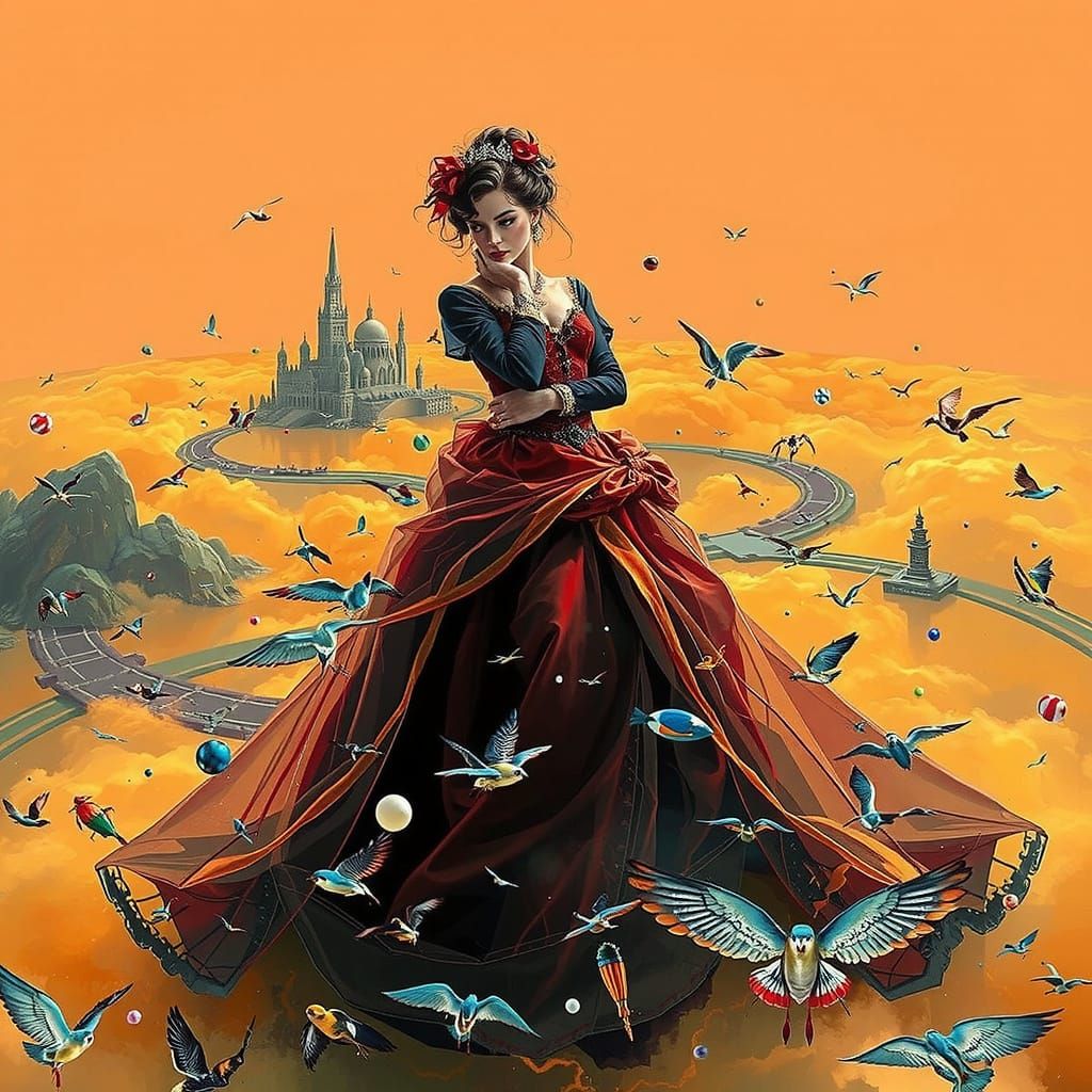 Dreamlike Abstract Portrait of Elegant Woman