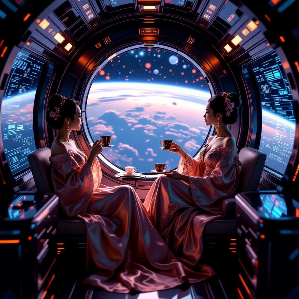 Chinese Woman in Futuristic Spaceship, Cinematic Style