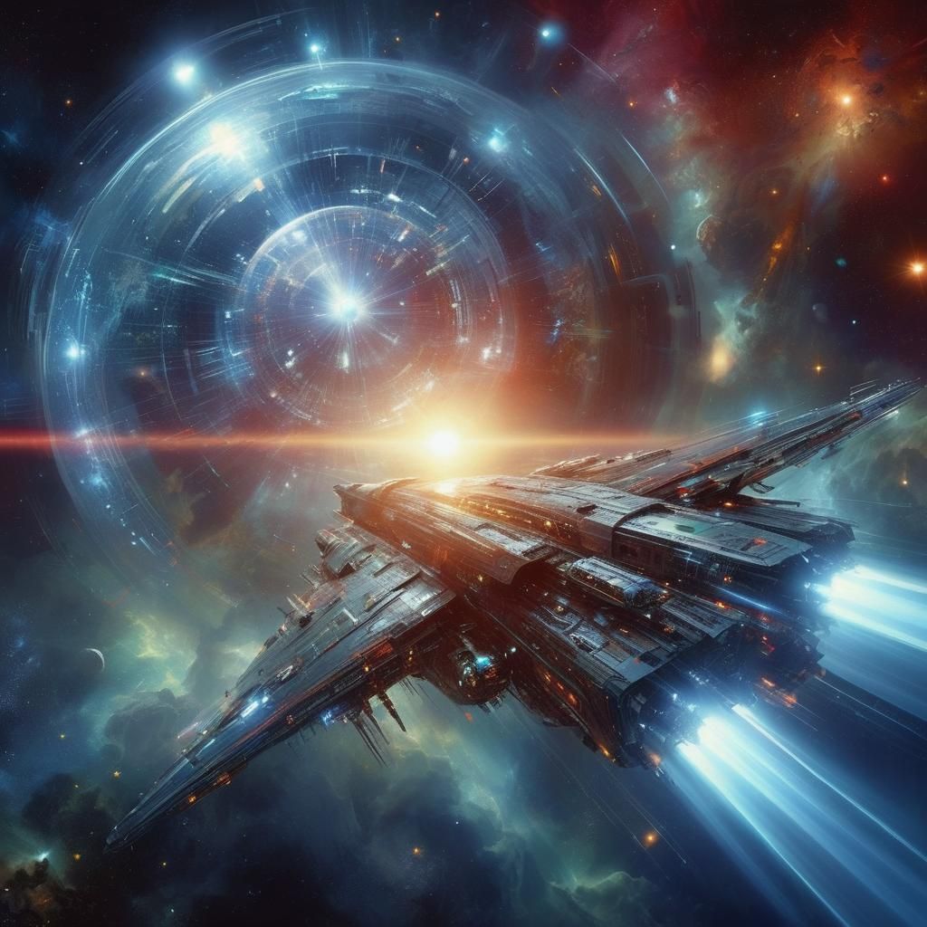 Spaceship and Celestial Eye in Sci-Fi Style