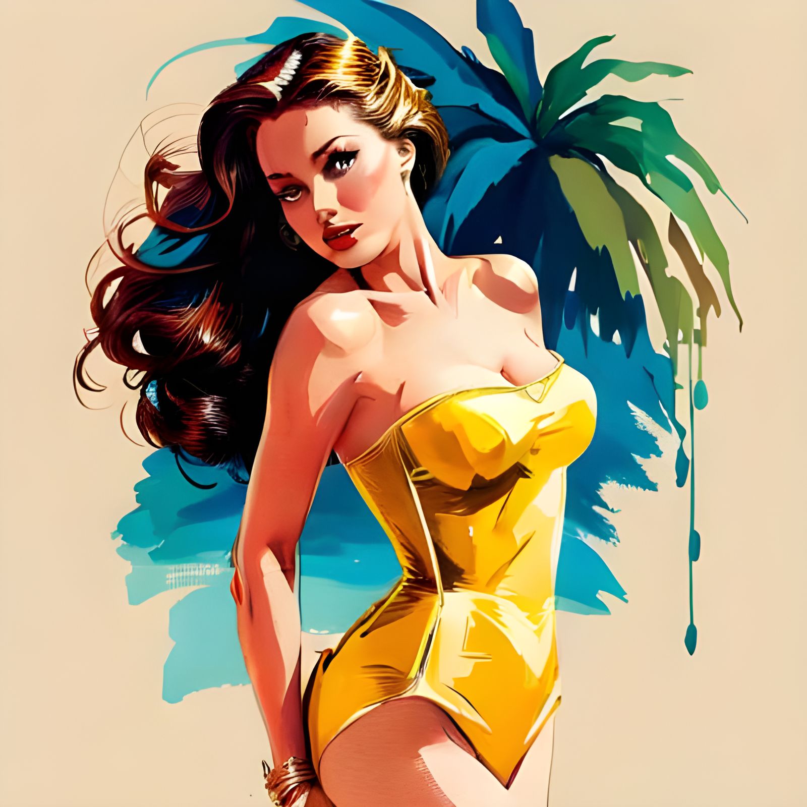 Princess Belle on the Beach: Pin-Up Art