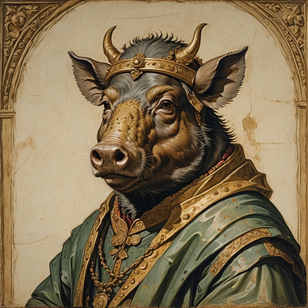 Boar Noble Portrait in Renaissance Style