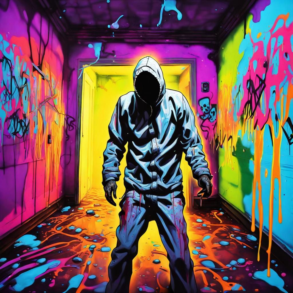 Abandoned Asylum: Black Light Graffiti Art