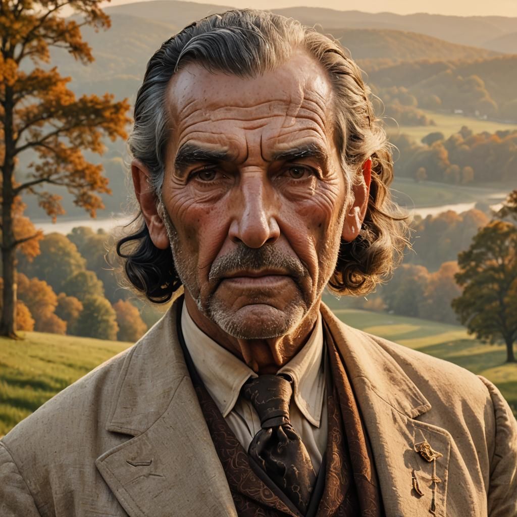 Realistic Portrait of an Elderly Man in 1851