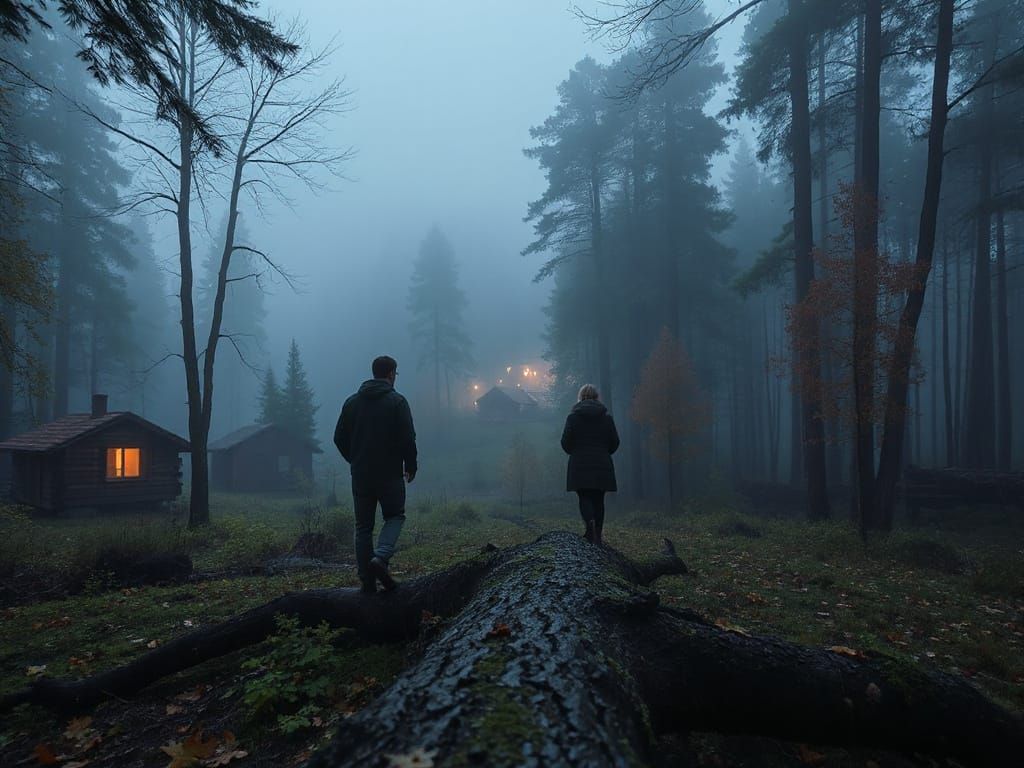 Autumn Foggy Forest Walk in the Alps