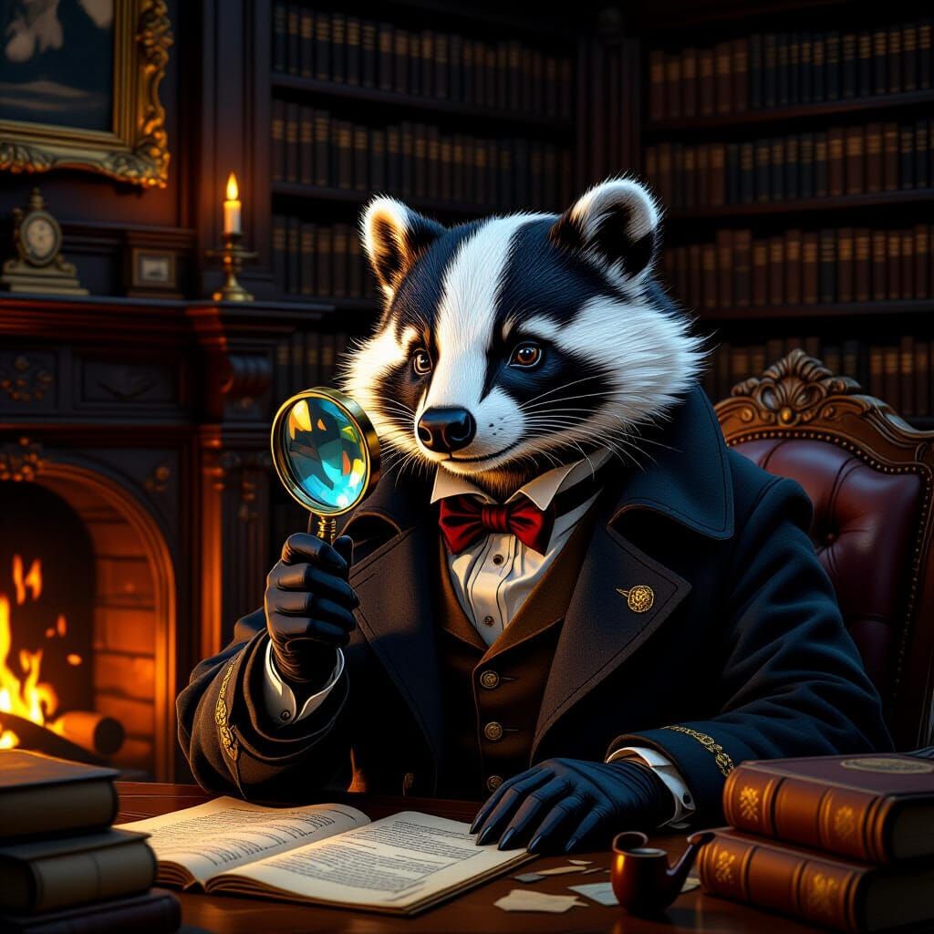 Victorian Badger Detective Investigates a Clue