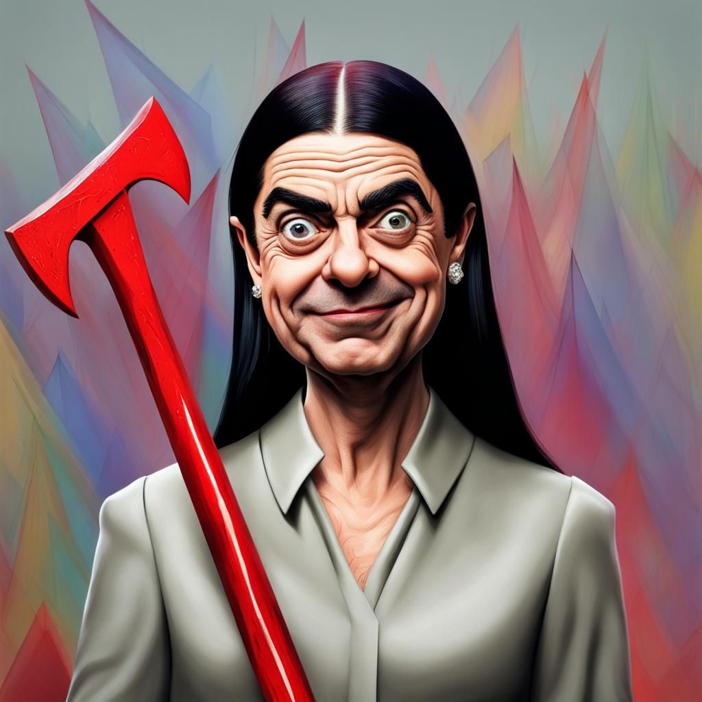 Scary Mr. Bean & Meghan Markle Hybrid with Axe