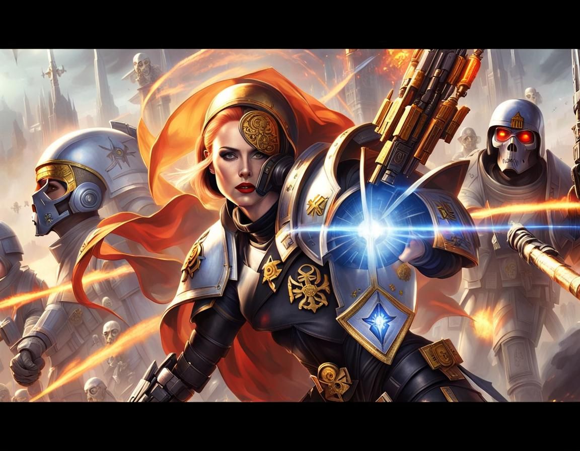 Futuristic Soldier in Power Armor, Warhammer 40k Style