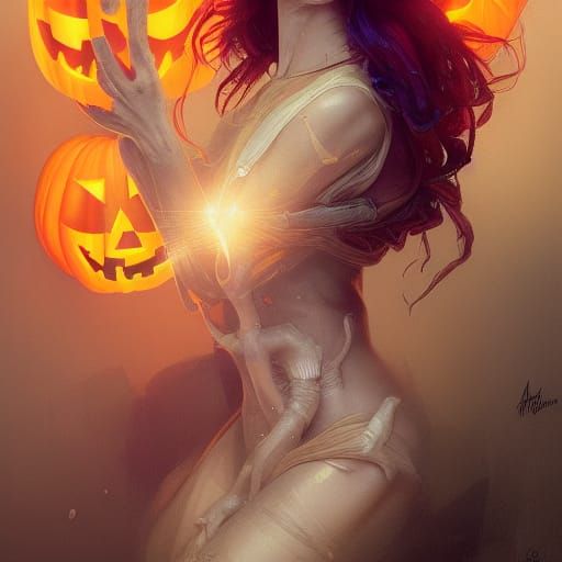 Striking Pumpkinhead Portrait in Hyperdetailed Style