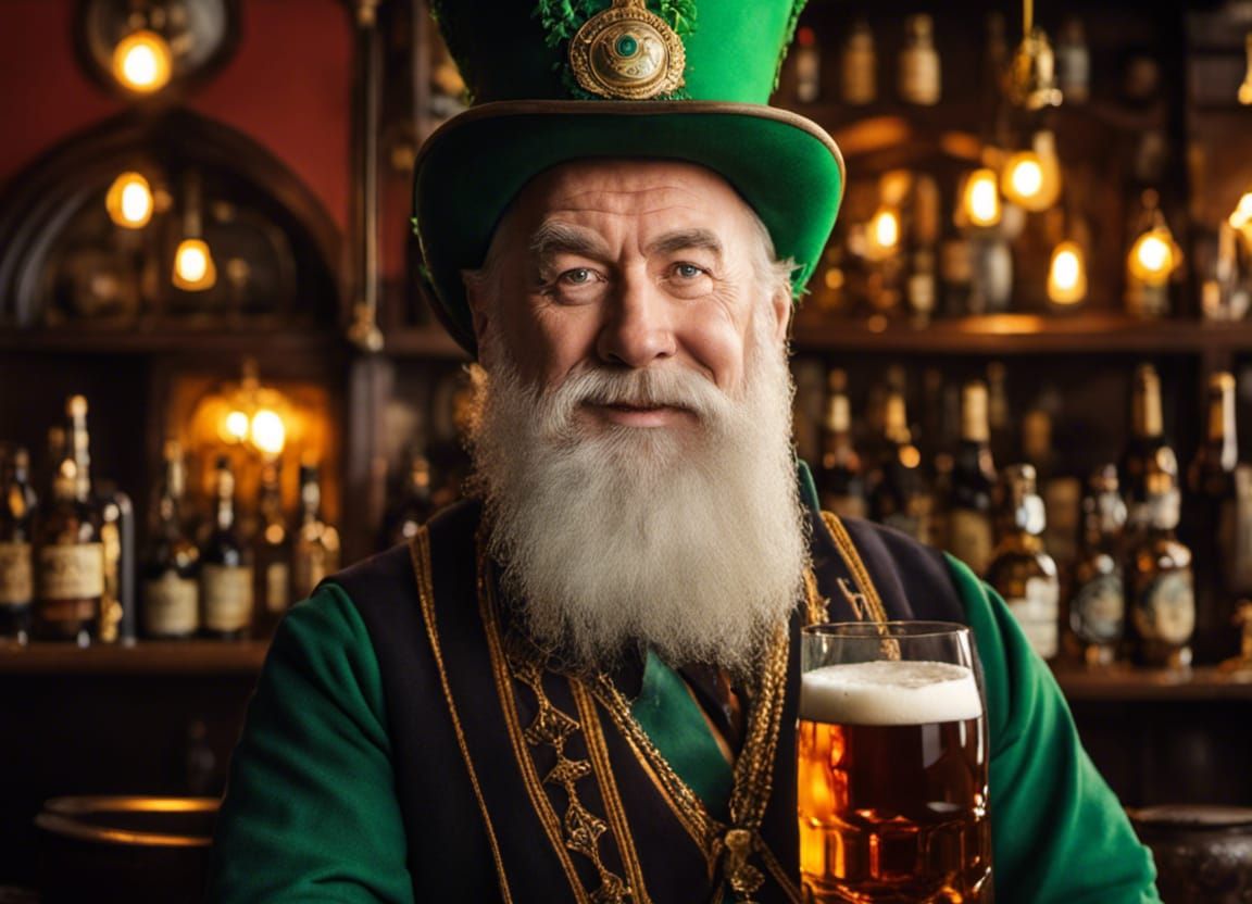 Leprechaun Selfie in Irish Pub: Digital Art