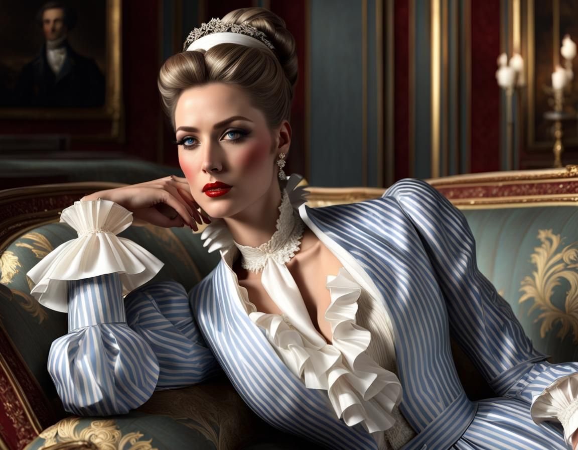 Elegant Bourgeoise in Silk Gown, 19th Century Portrait