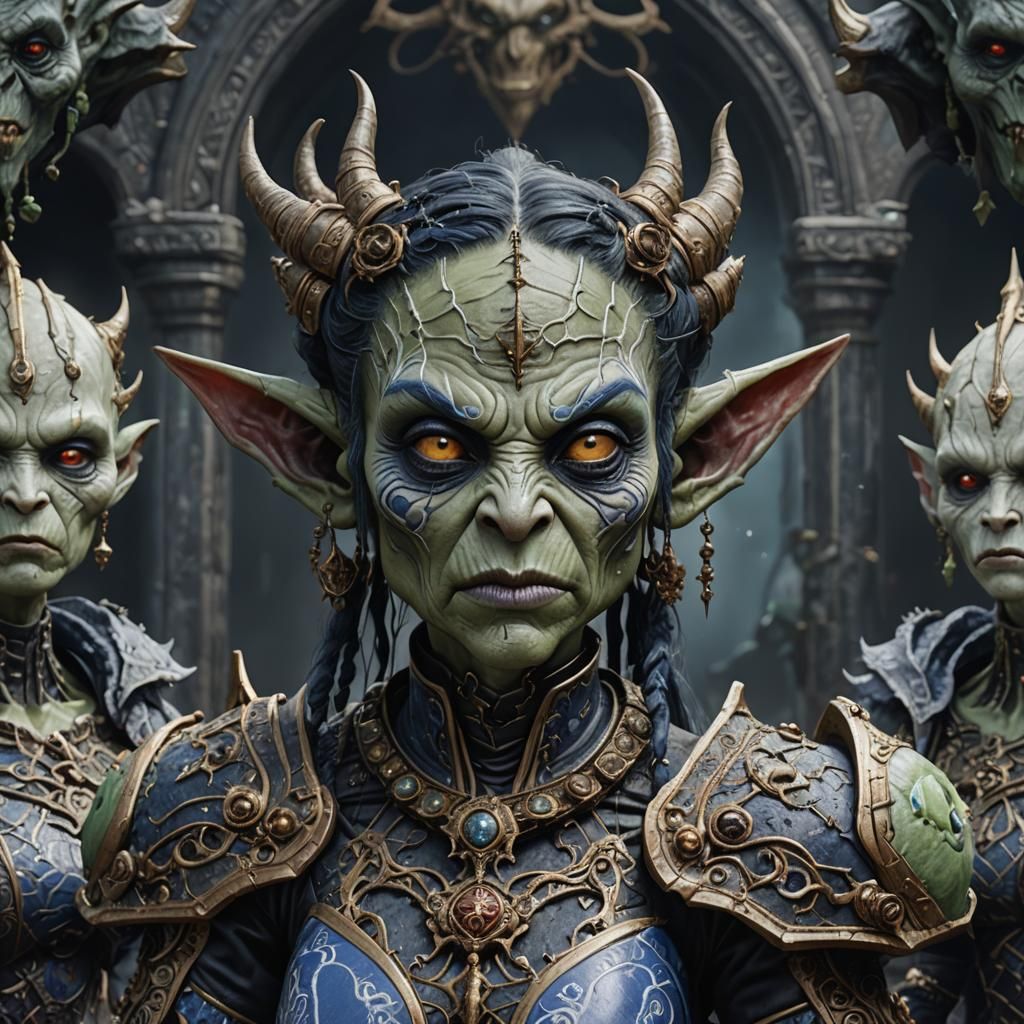 Gothic Porcelain Extraterrestrial Orc Doll: Detailed Matte P...