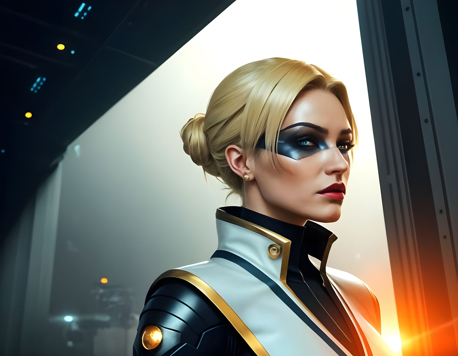 Cyberpunk Space Explorer in Golden Hour