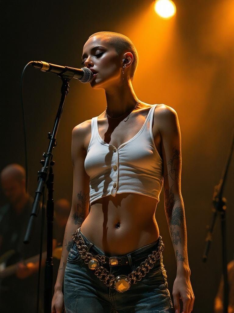 Singer in Egon Schiele and Saville Style on Stage