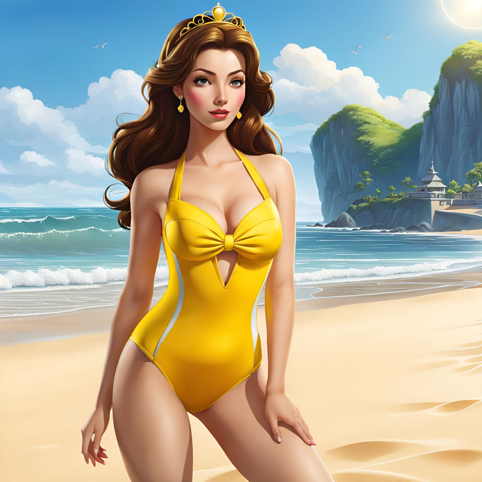 Princess Belle's Beach Day in Photorealistic 4K