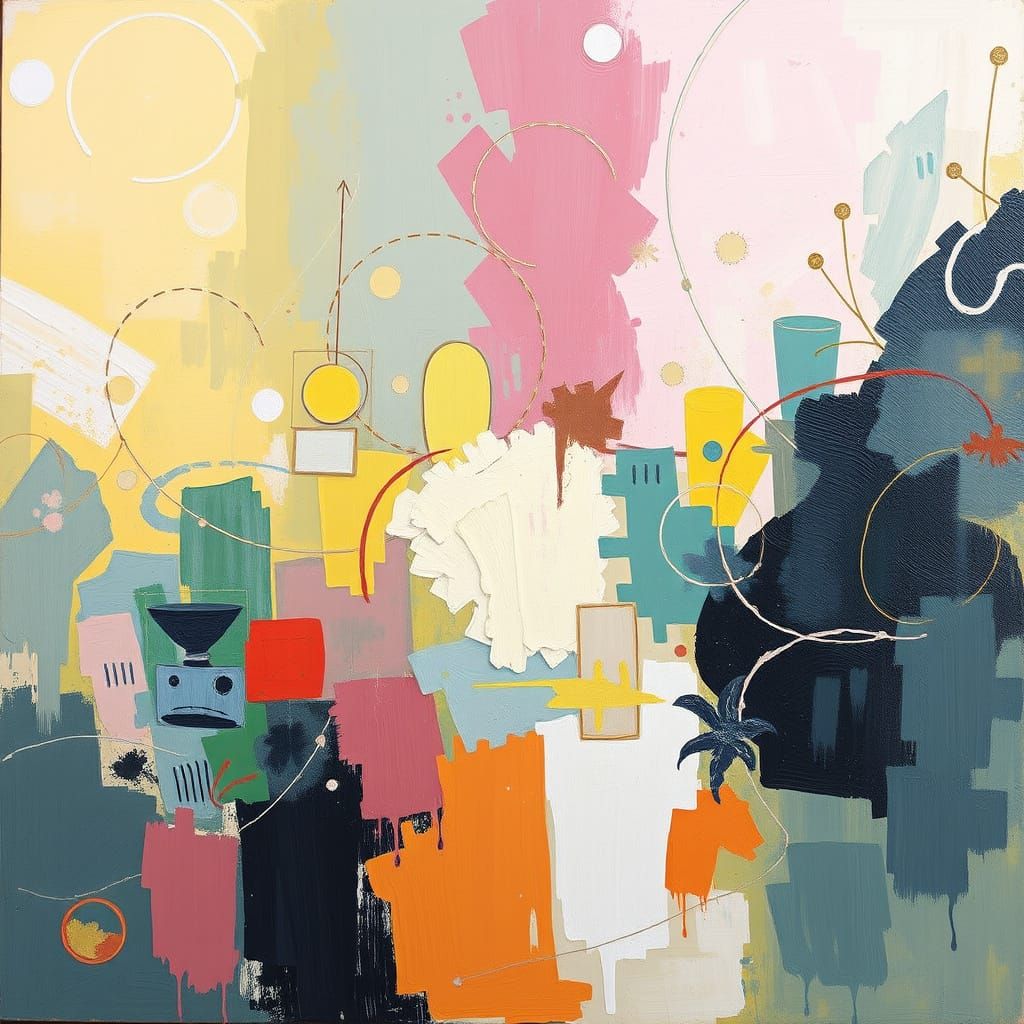 Abstract Expressionist Artwork in Vibrant Colors