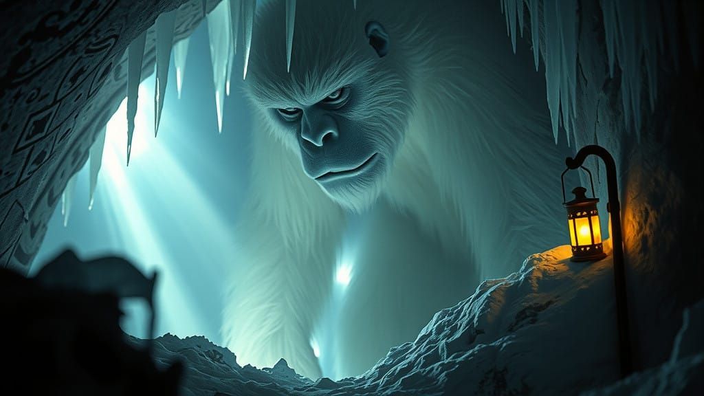 Mysterious Yeti Emerge from Mystic Caves in Golden Light