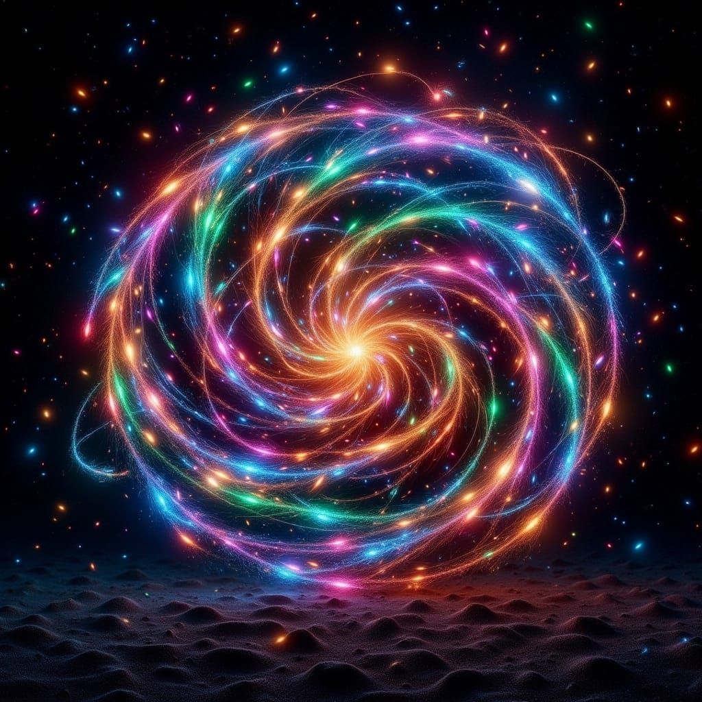 Vibrant Rainbow Orb with Silk Wires