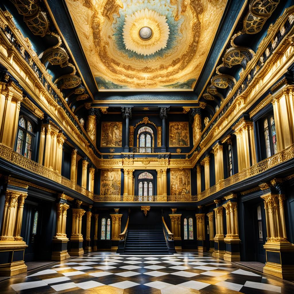 Gilded Hall Interior Digital Rendering