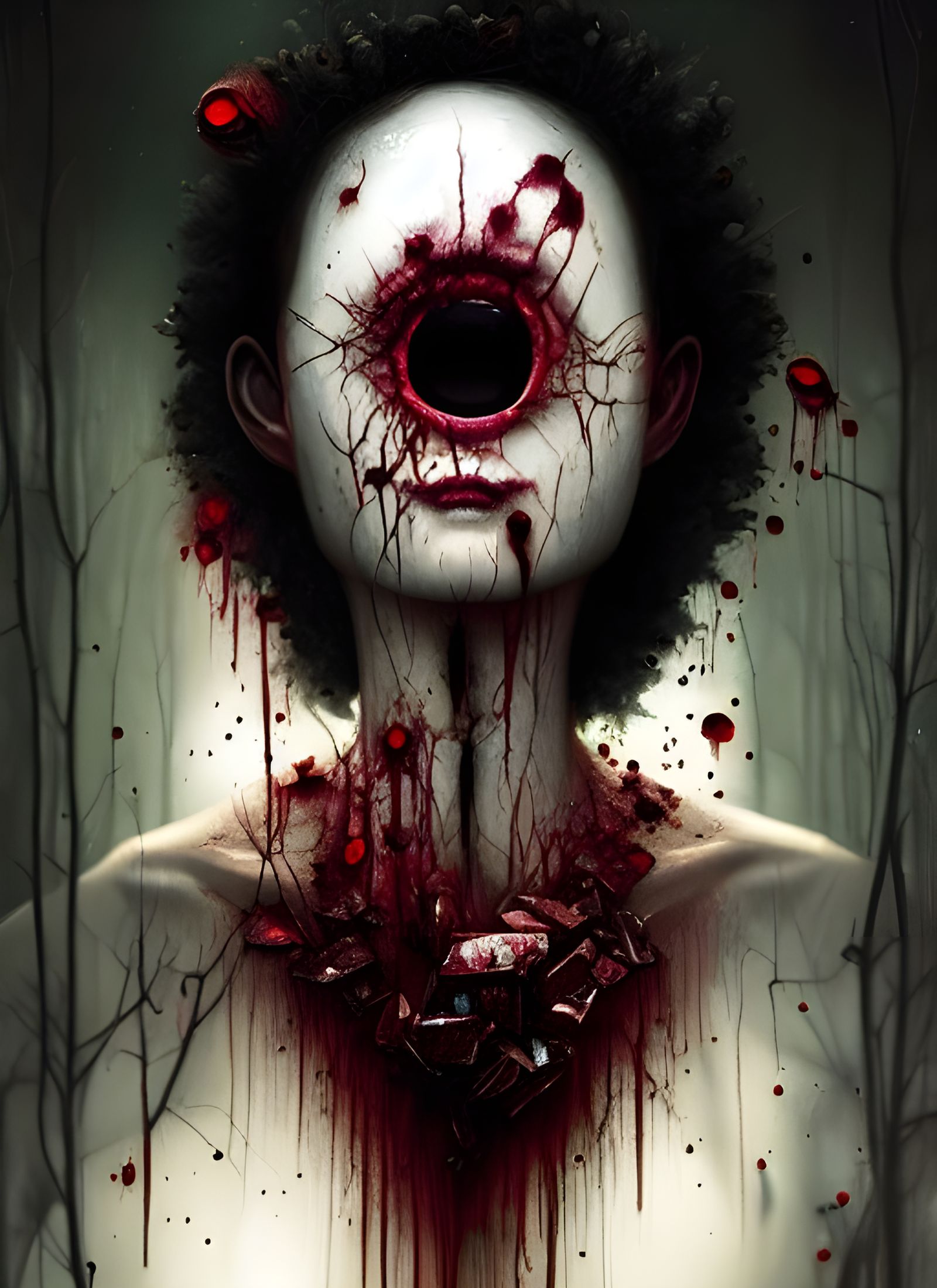 Disturbing Diamond Shards in Eyeholes: Photorealistic Render...