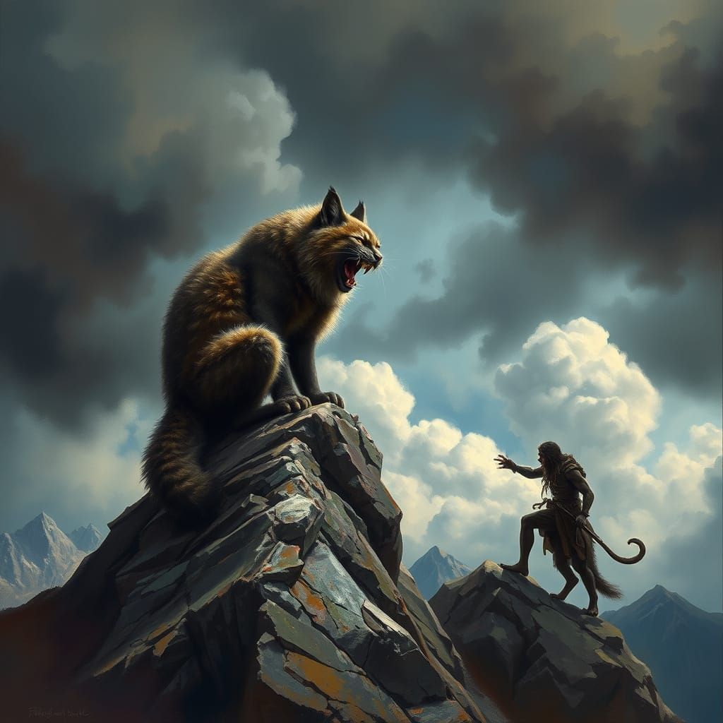 Regal Feline Vigilant on Rocky Ridge