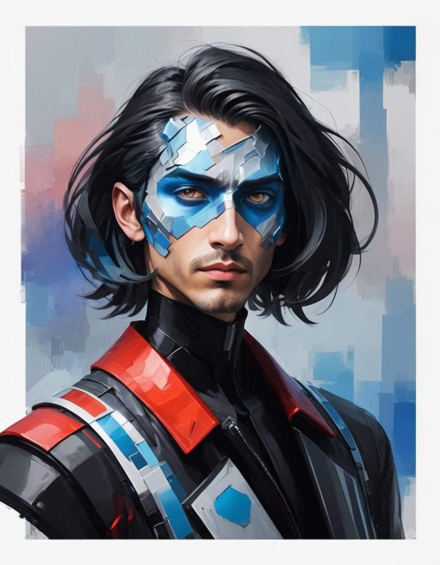 Neofuturistic Male Fashion in Red and Gray