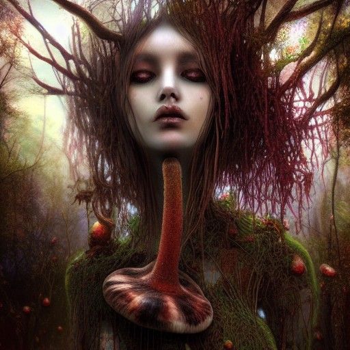 Decaying Beauty with Mushroom Growth, Unreal Engine Art