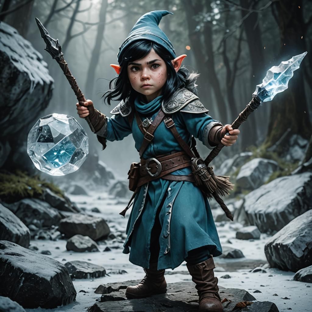 Gnome Ice Mage Blasting Orc with Magic