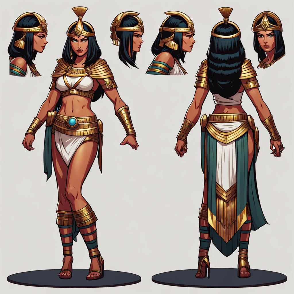 Cleopatra-Inspired Fighter in Comic Book Style