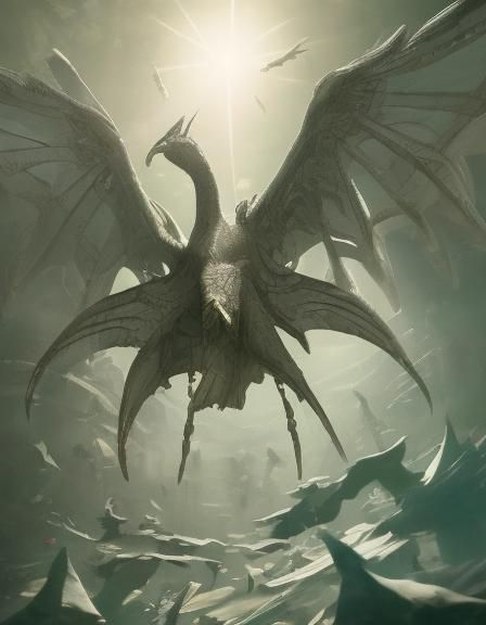 Winged Origami Figure in Bionic Style