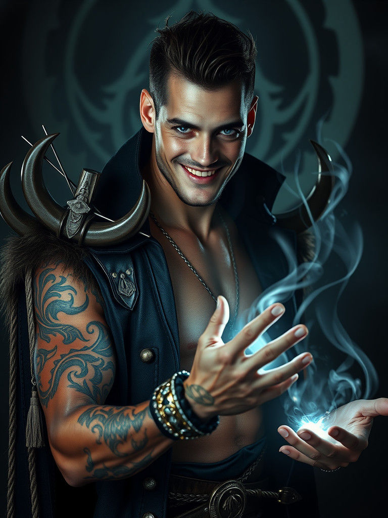 Mystical Viking Warrior Conjuring Dark Illusions