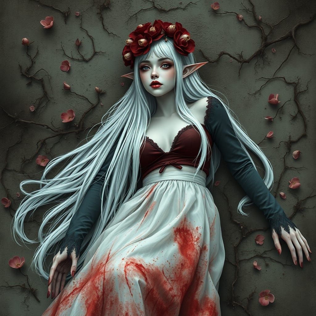 Wilted Flower Fae in Melancholic Digital Art