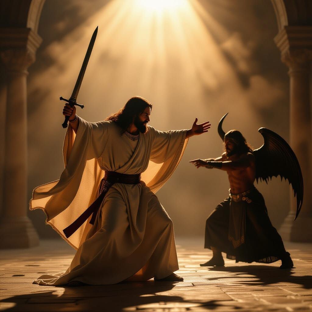 Jesus Christ Defeats Satan in Cinematic Style