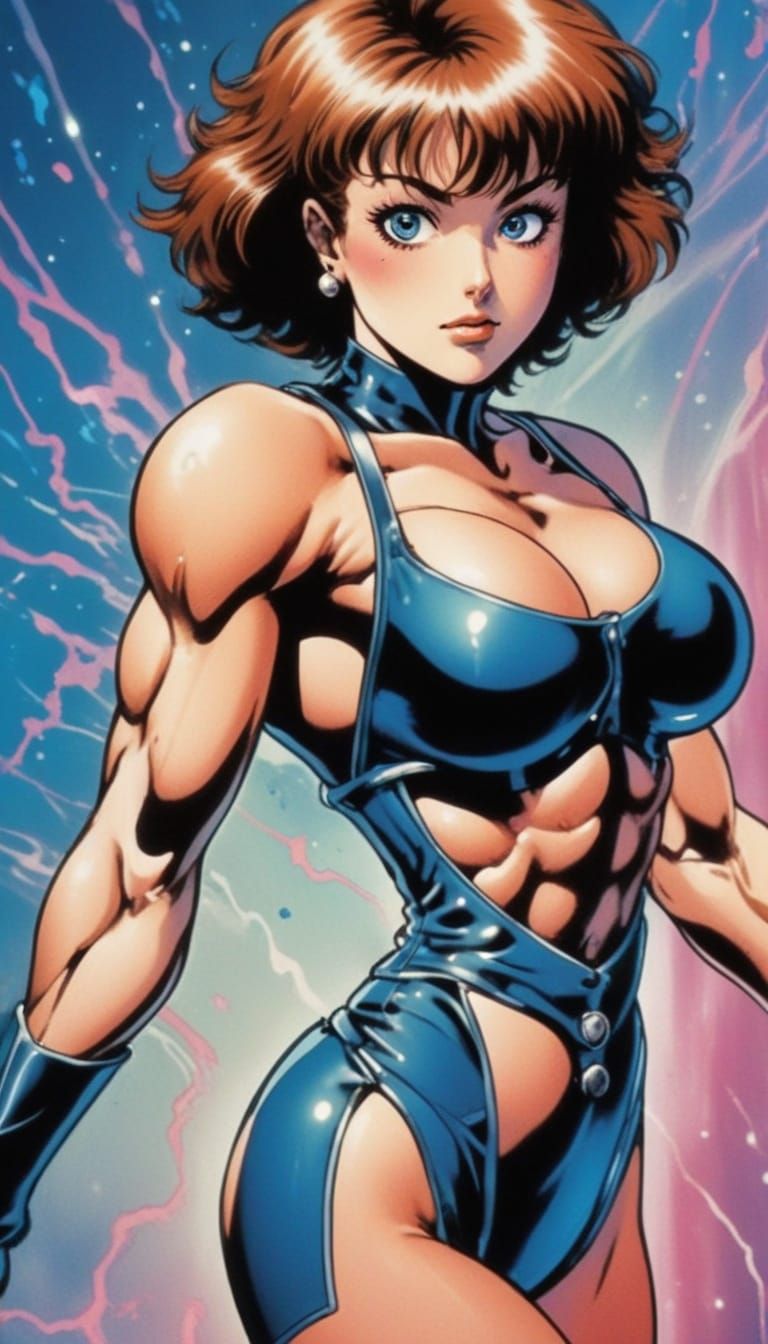 Vibrant Retro Anime Portrait in Dark Fantasy Style