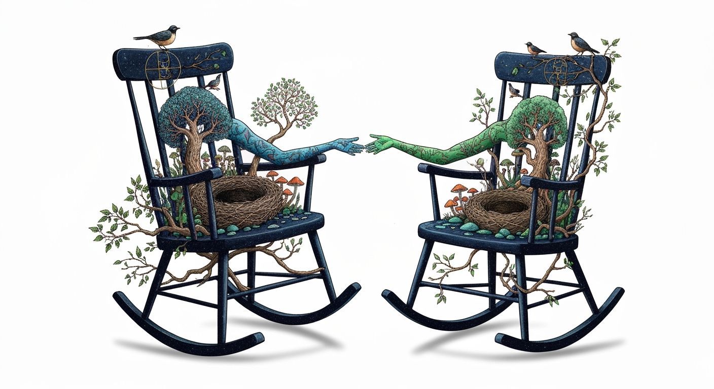 Surreal Rocking Chairs: Dreamlike Mindscape Concept Art
