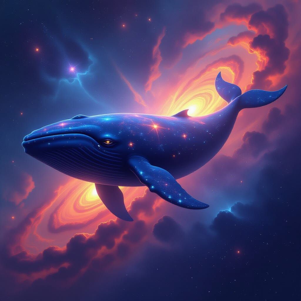 Celestial Whale in Cosmic Nebula