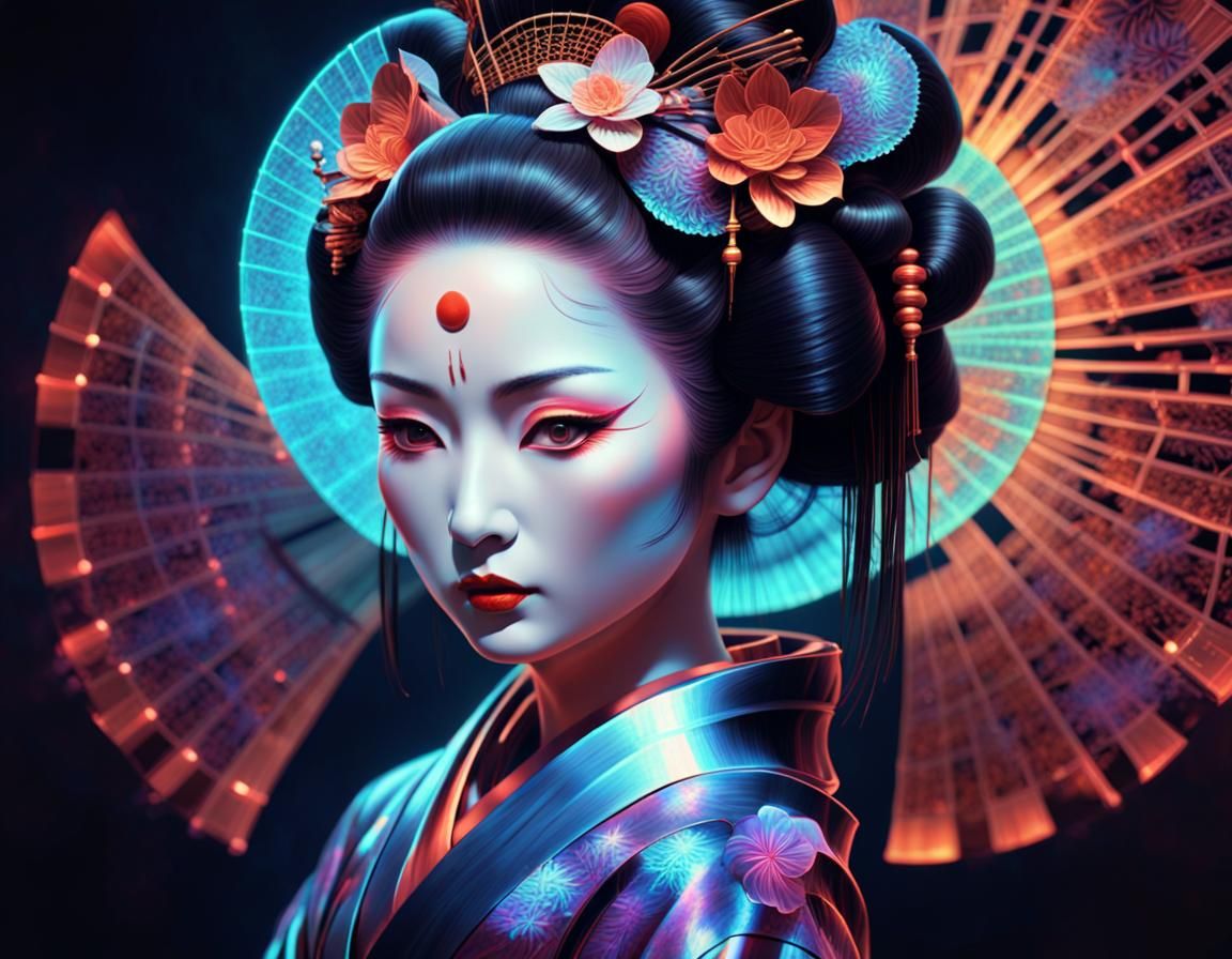 Holographic Geisha in Fractal Particle Light