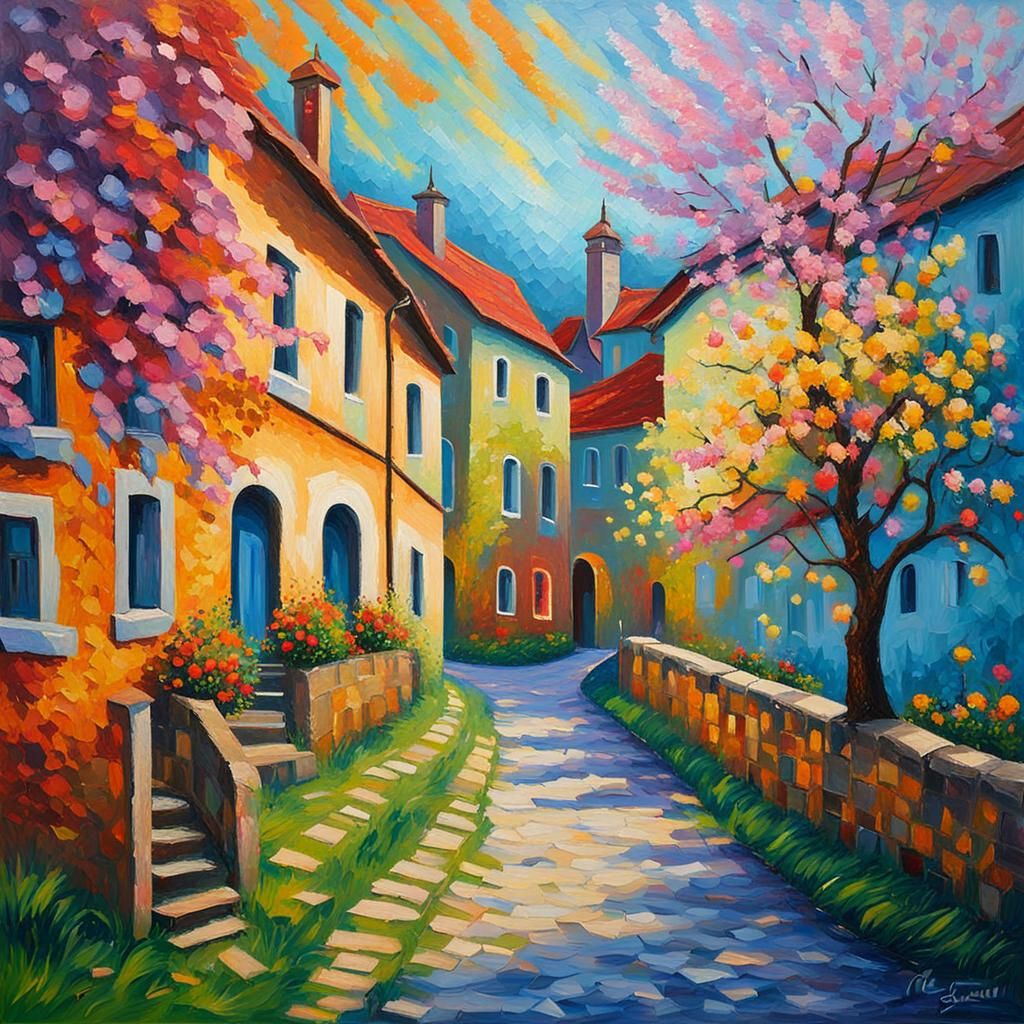 Magical Ally in Spring: Neo-Impressionist Oil Painting