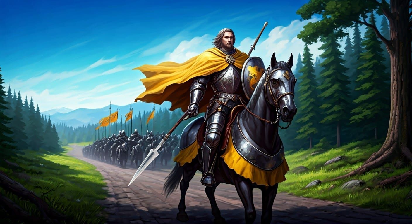 Knight in Full Metal Armor Rides into Battle