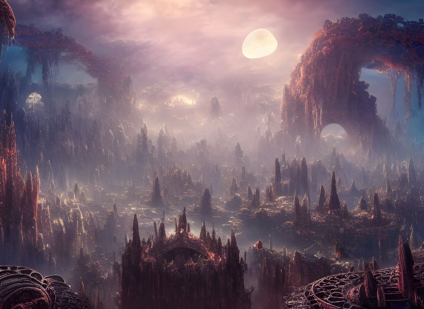 Ruined Alien City with Mandelbulb Gardens