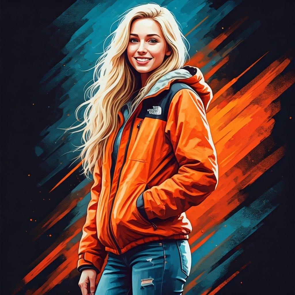 Impressionistic Portrait of a Woman in Orange Jacket